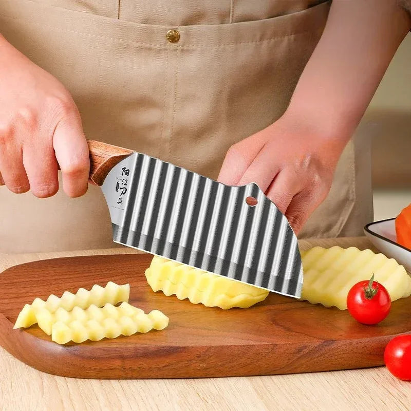 PLYS Stainless Steel Wavy Blade Potato Cutter & Veg Chopper Vegetable Chopper Knife Axl