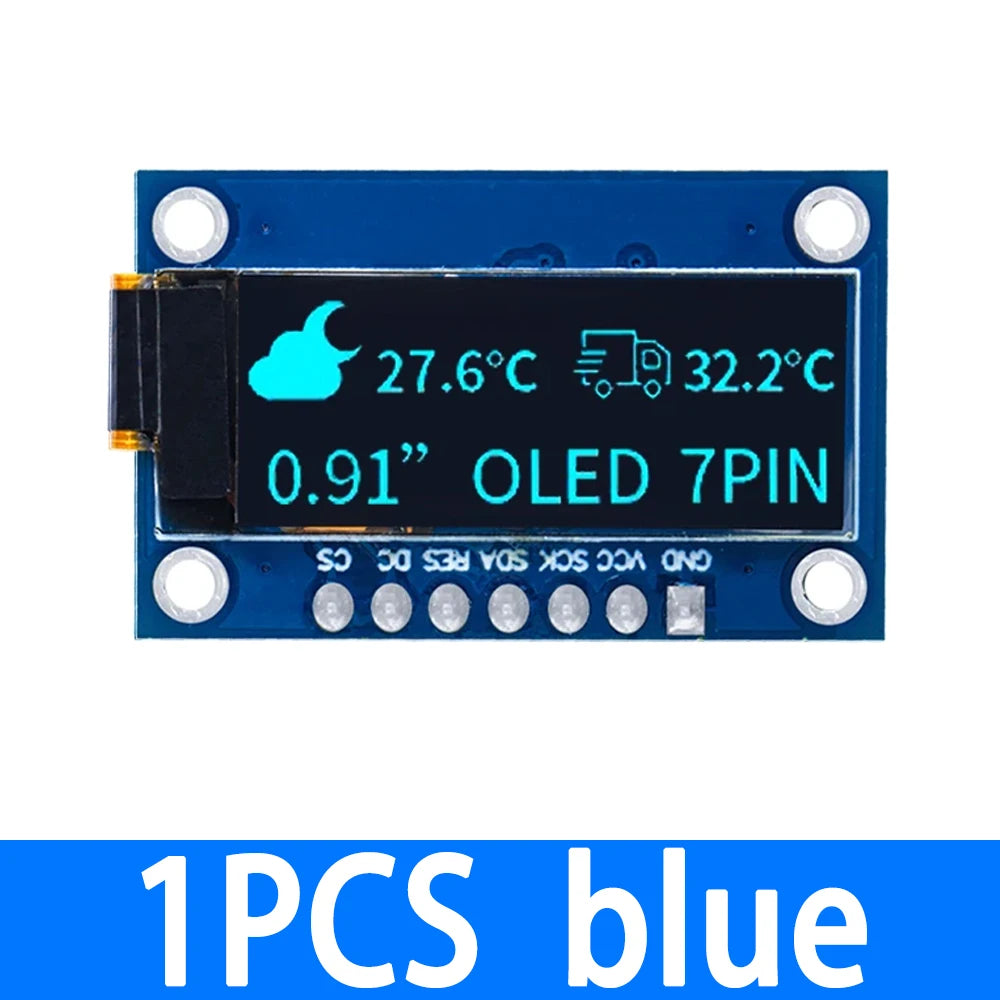 SSD1306 0.91" 128x32 SPI OLED Module for Arduino – White/Blue OLED Display Module Axl 1PCS blue