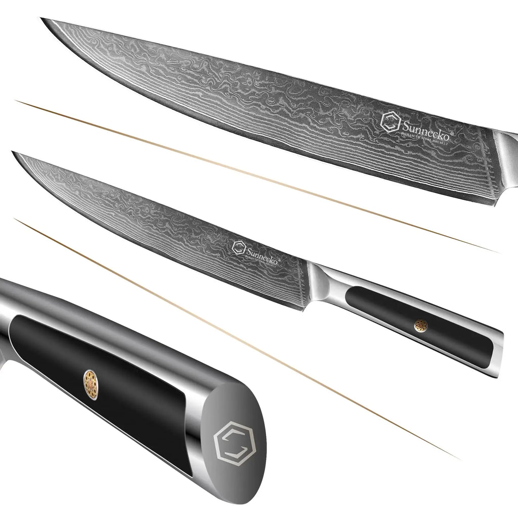 Sunnecko 8" Damascus Steel Slicing Knife – VG10 Core, HRC 60+ Damascus Slicing Knife Axl