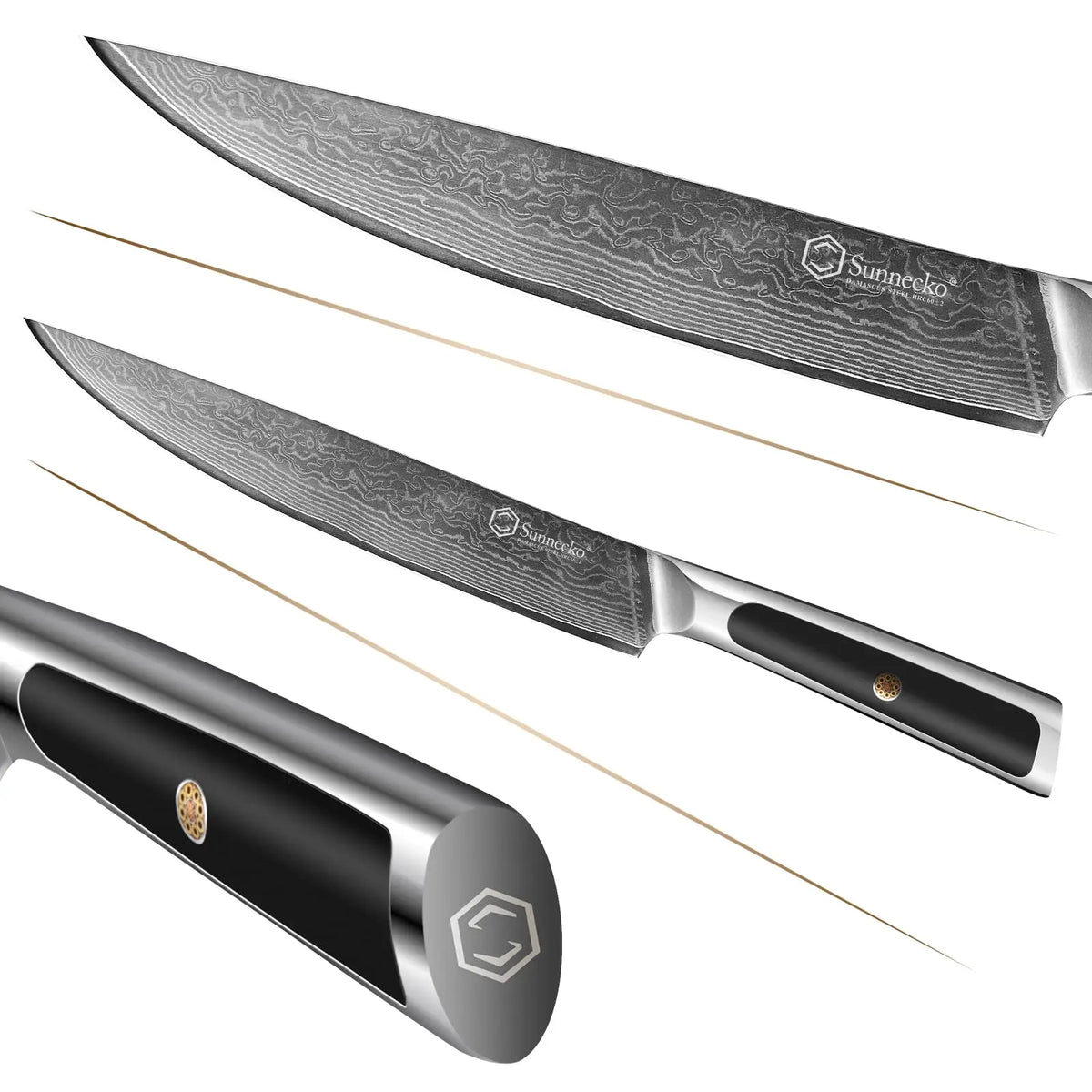 Sunnecko 8" Damascus Steel Slicing Knife – VG10 Core, HRC 60+ Damascus Slicing Knife Axl