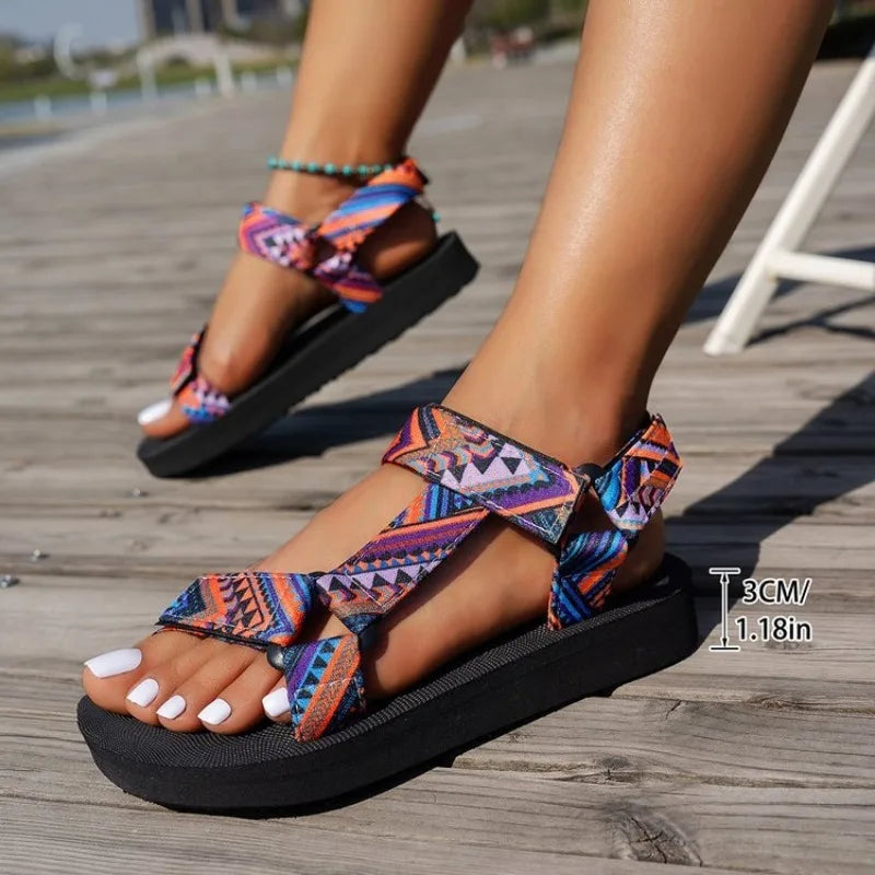 Women's Flat Hemp Rope Beach Sandals – Roman Ankle-Wrap Women's Flat Sandals Axl