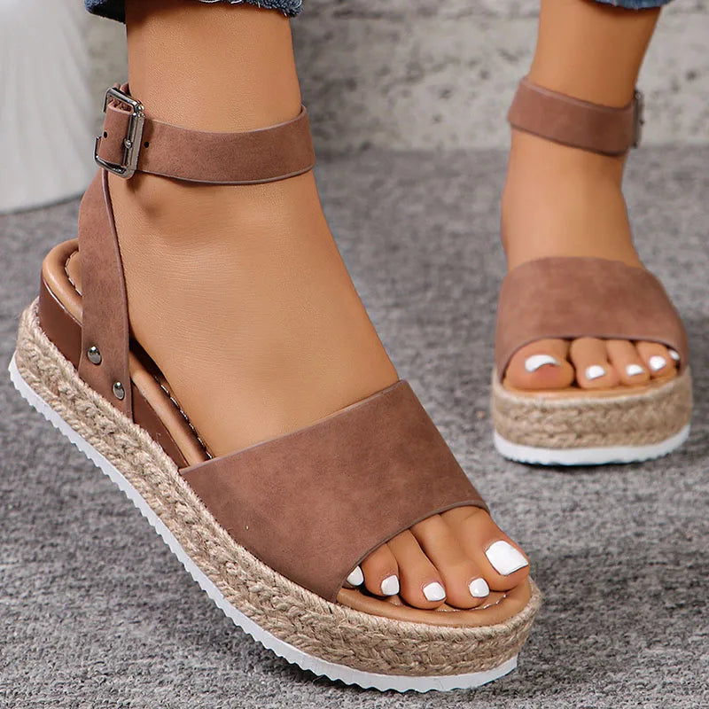 HAJINK Women's Platform Wedge Sandals – Buckle Strap Summer Heels Platform Wedge Sandals Axl