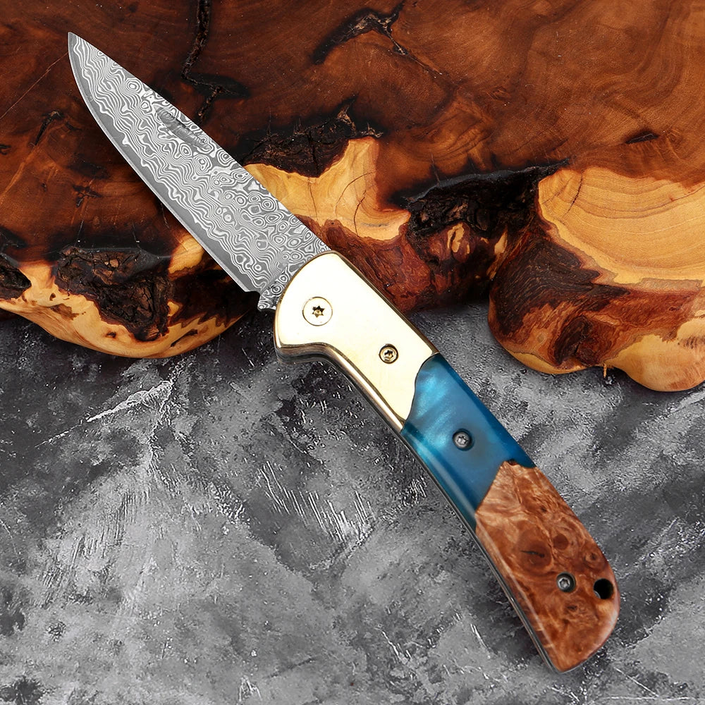 Damascus Steel Folding Knife – Camping Pocket Knife | Xituo Folding Pocket Knife Axl