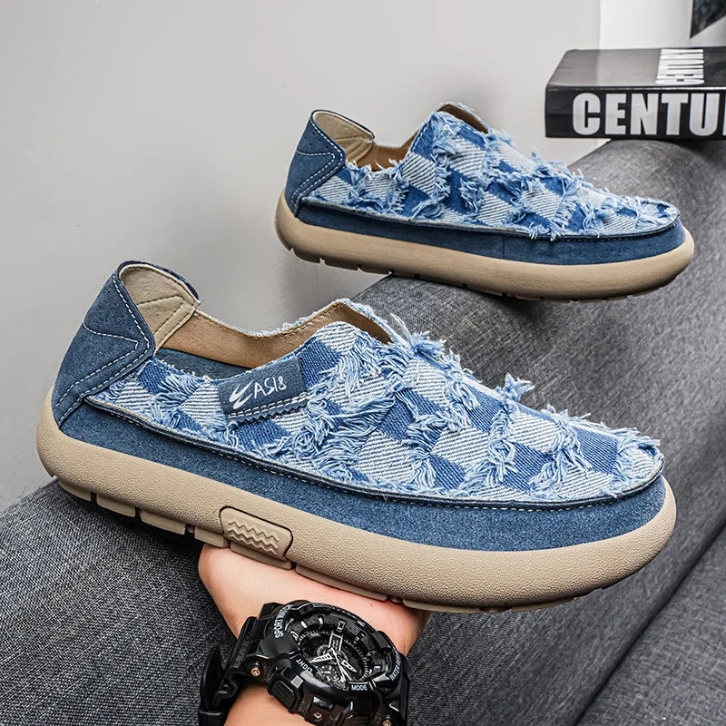 Men's Canvas Slip-On Loafers – Casual Espadrille Flat Shoes Canvas Slip-On Loafers Axl Blue 43