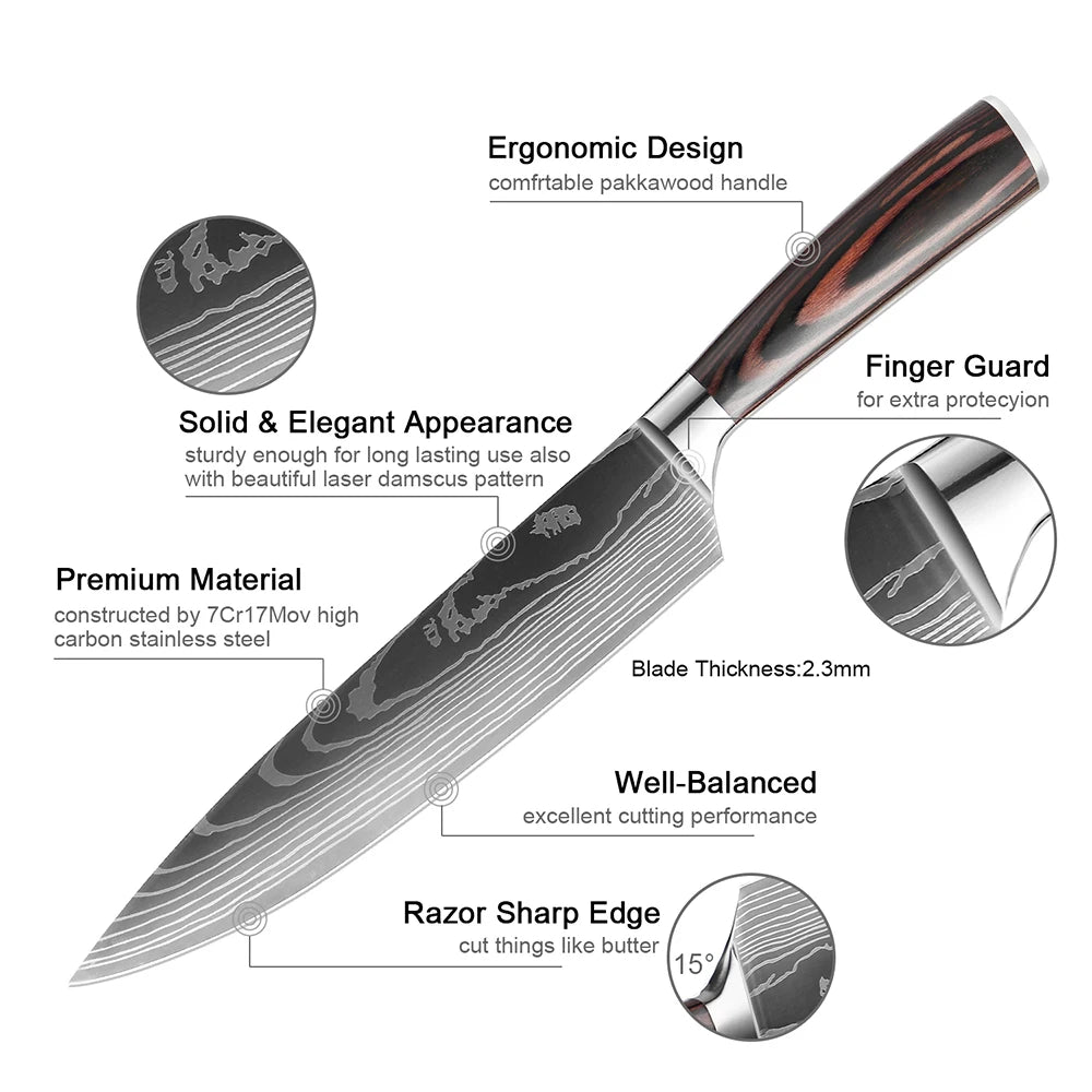 XITUO Damascus Chef Knife Set 1–10 Pcs | Ultra-Sharp Kitchen Knives Chef Knife Set Axl