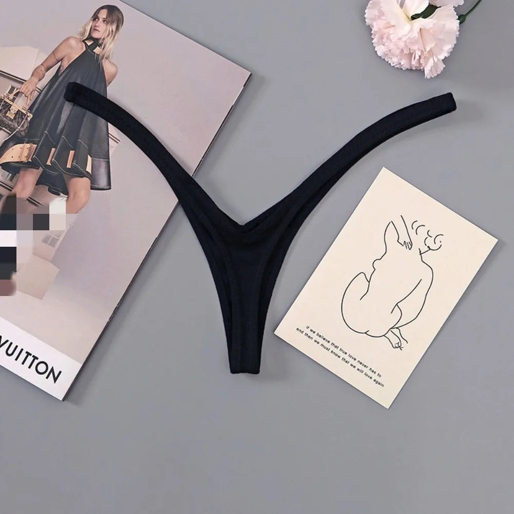 Women's Deep V Thong Panties – Cotton Lace Low Waist Bikini Women's Thong Panties Axl Black L One Size