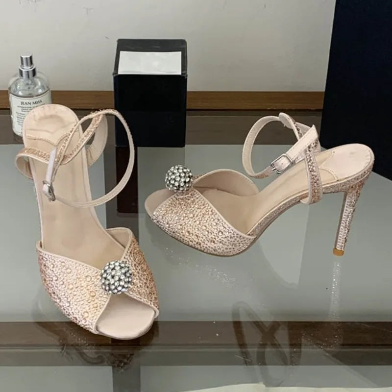 Crystal Diamond Peep Toe High Heel Sandals for Women High Heel Sandals Axl