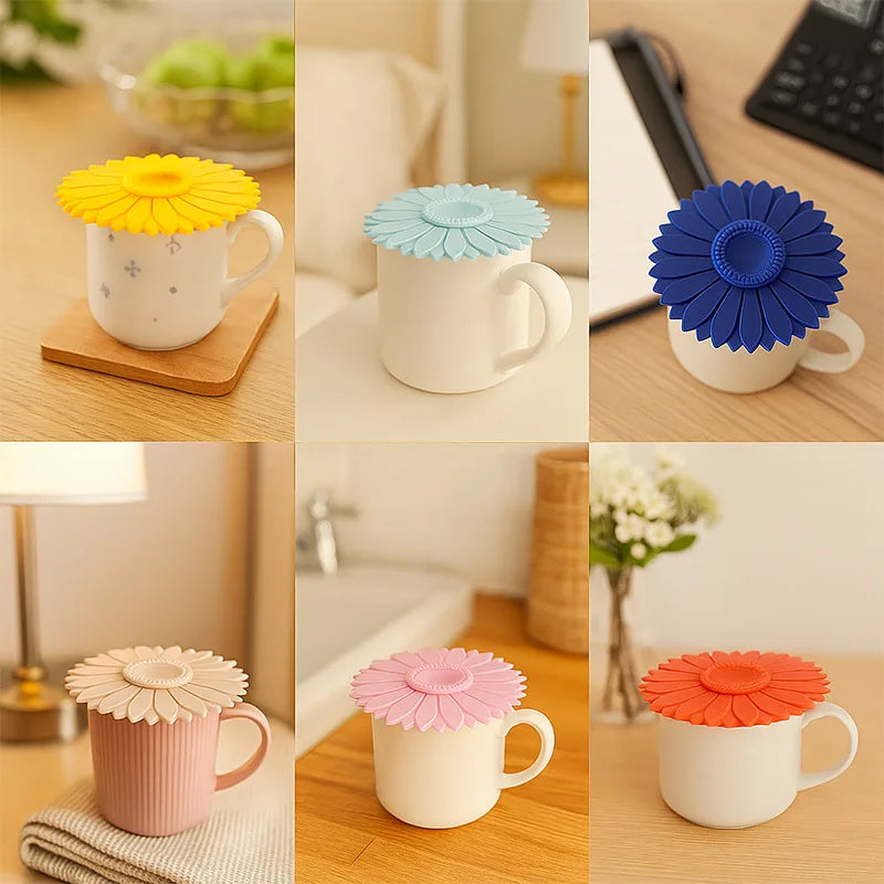 Sunflower Silicone Cup Lids 4/8pc – Dustproof Mug Covers Silicone Cup Lids Axl