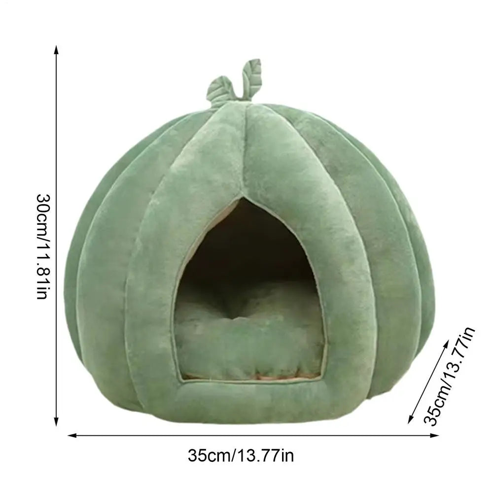 Pumpkin Cat Cave Bed – Cozy Fleece Pet Hideaway for Cats & Dogs Cat Cave Bed Axl S