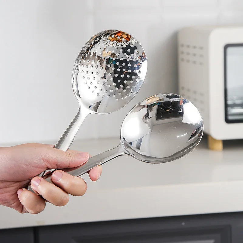 2-Pc Stainless Steel Ladle & Slotted Spoon Set | Kitchen Utensils Kitchen Utensil Set Axl