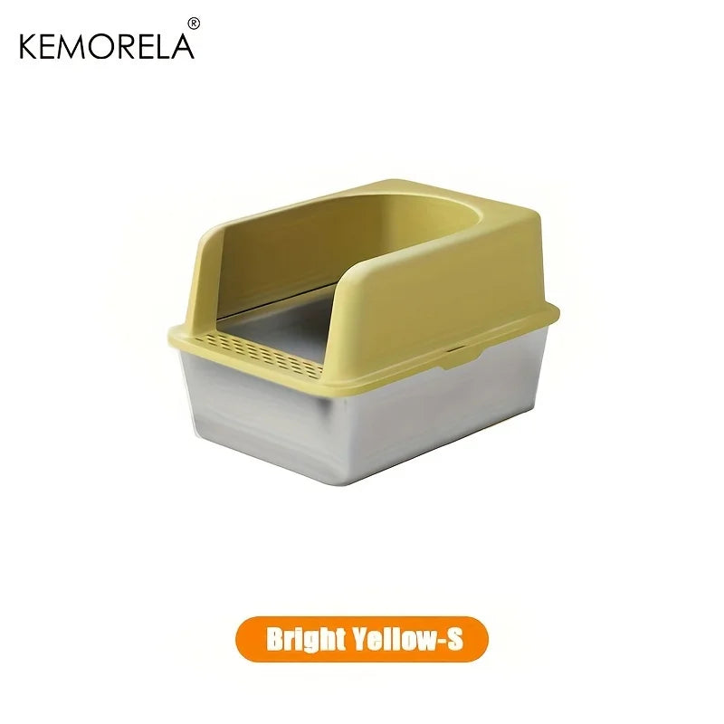 KEMORELA XL Stainless Steel Cat Litter Box with Lid – 60×50cm Cat Litter Box Axl Bright Yellow S