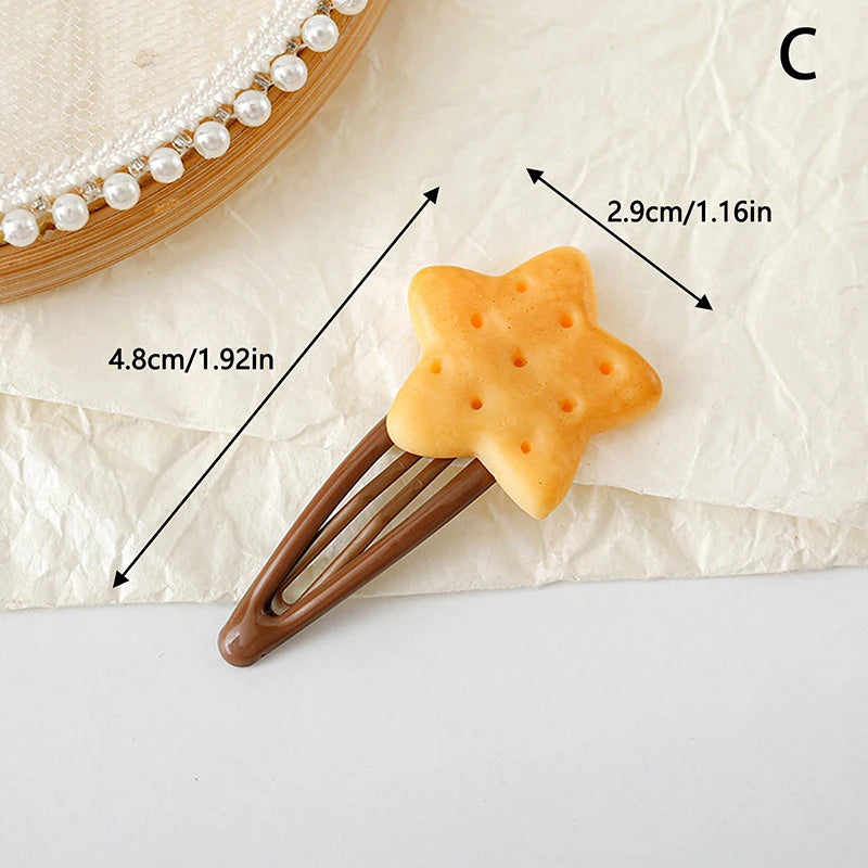 Kawaii Cookie Hair Clips – Cute Biscuit Barrettes 1 or 4 Pcs Hair Clip Barrette Axl C