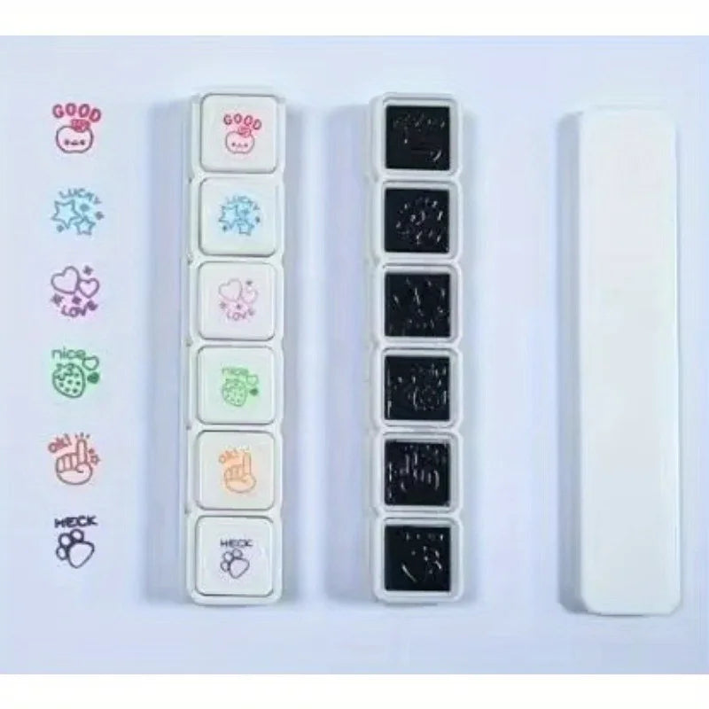 Kawaii Self-Ink Reward Stamps – 6 Designs Kids Craft Seal Set Self-Ink Stamp Set Axl good