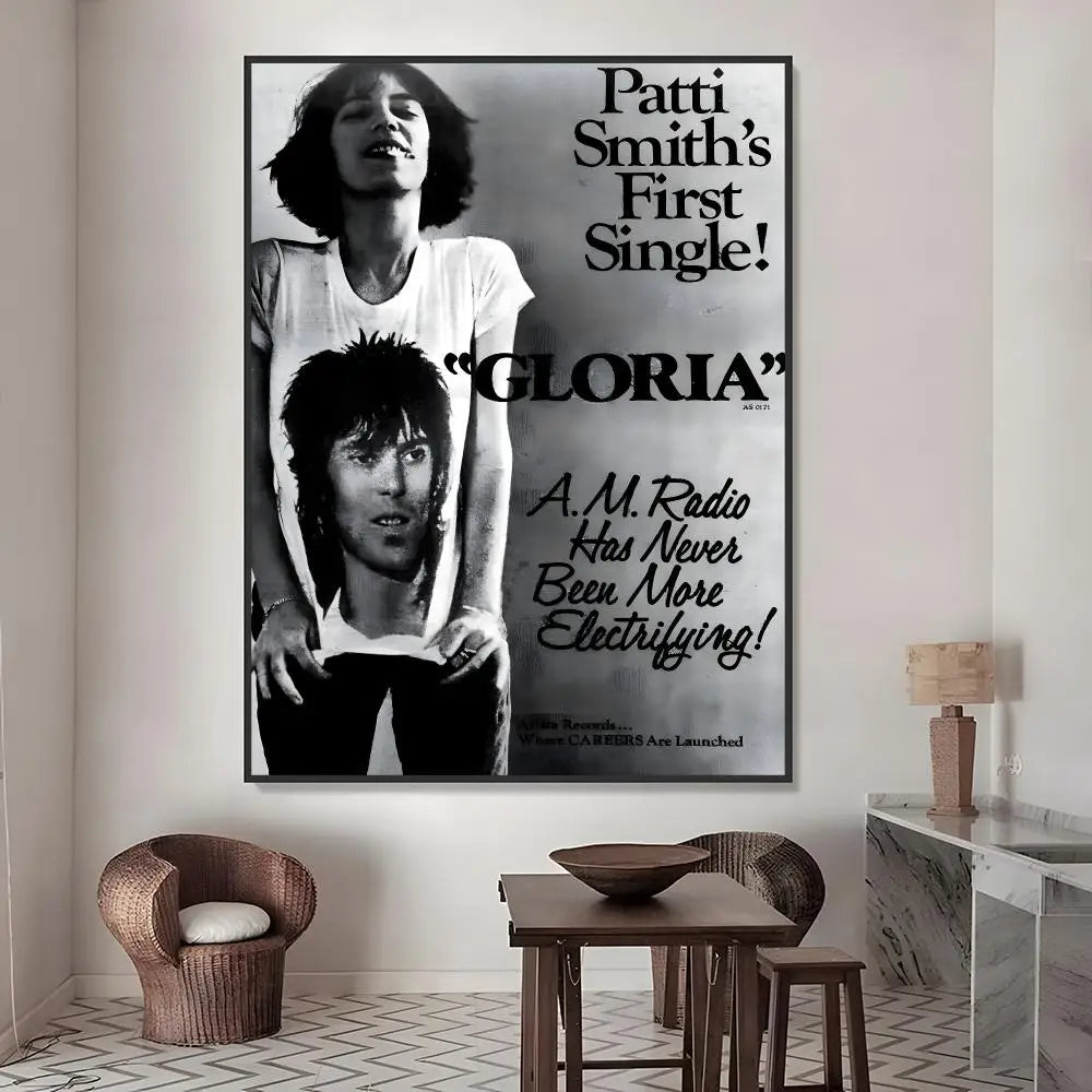 Patti Smith Punk Rock Poster – HD Waterproof PVC Wall Sticker Wall Art Sticker Axl White05 60X90cmNoframe