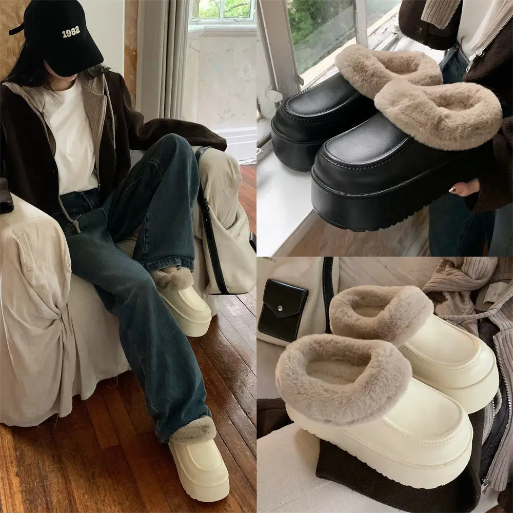 Women's Faux Fur Plush Mule Slippers – Cozy Winter House Shoes Faux Fur Slippers Axl