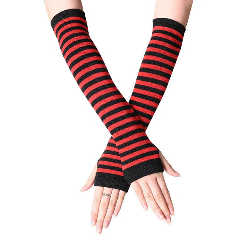 Women's Fingerless Knit Arm Warmers – Long Sleeve Wrist Gloves Fingerless Arm Warmers Axl red