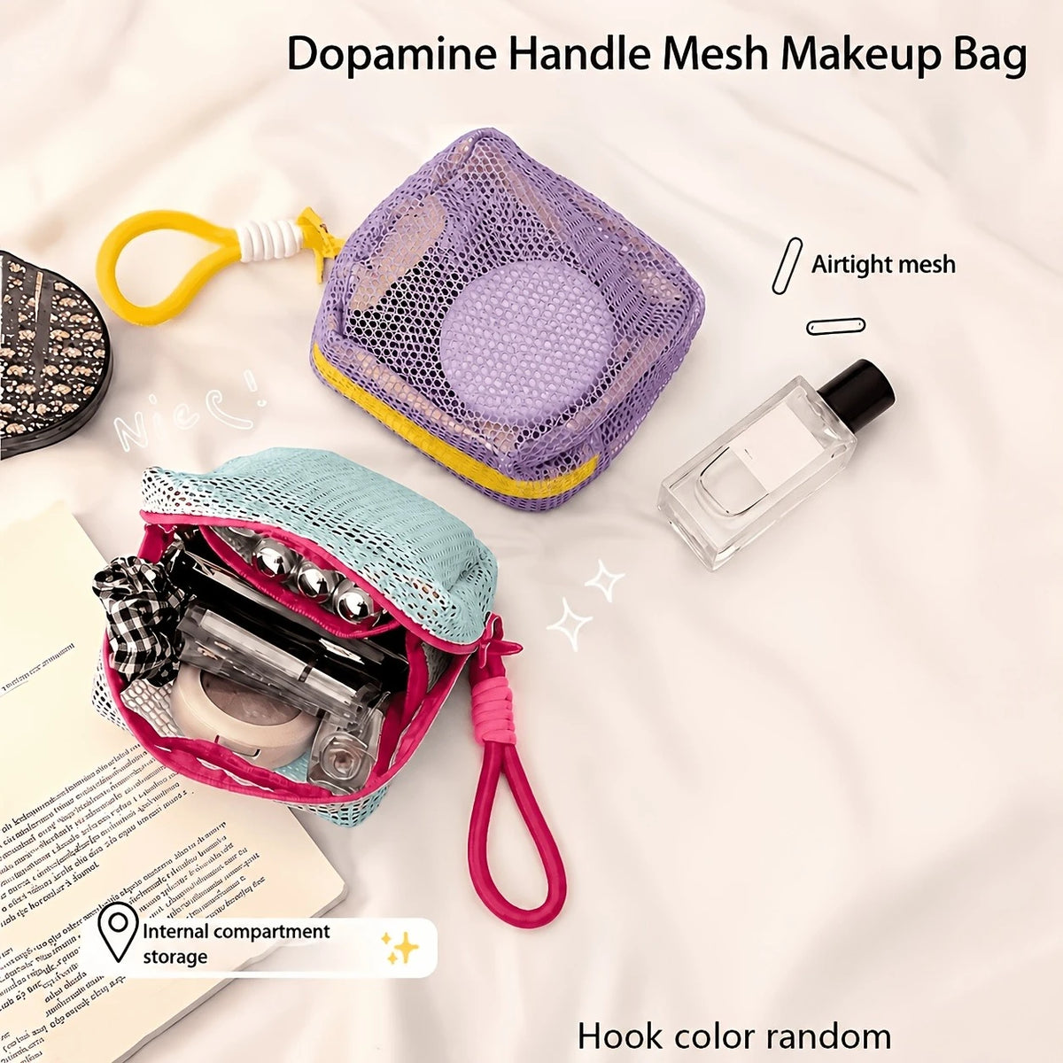 2-Pack Mesh Cosmetic Bags – Transparent Toiletry Organizer Cosmetic Organizer Bag Axl Multi Color -2pcs