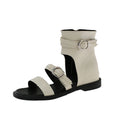 Women's Mid-Calf Wedge Boots – Roman Zip-Up PU Leather Women's Wedge Boots Axl Beige 35