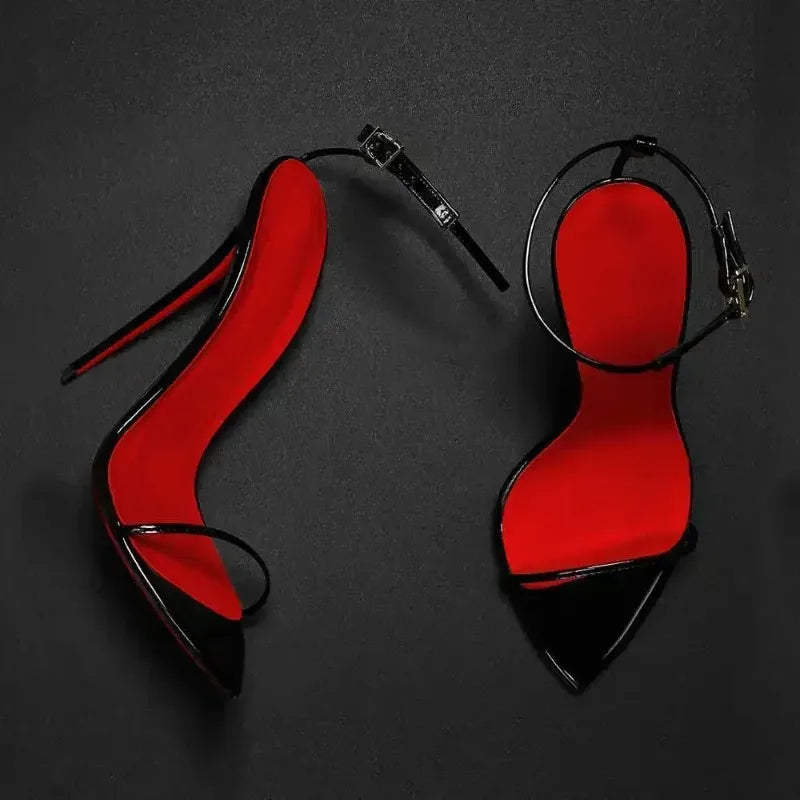Women's 12cm Stiletto Sandals – Pointed Toe Buckle Strap Stiletto Heeled Sandals Axl