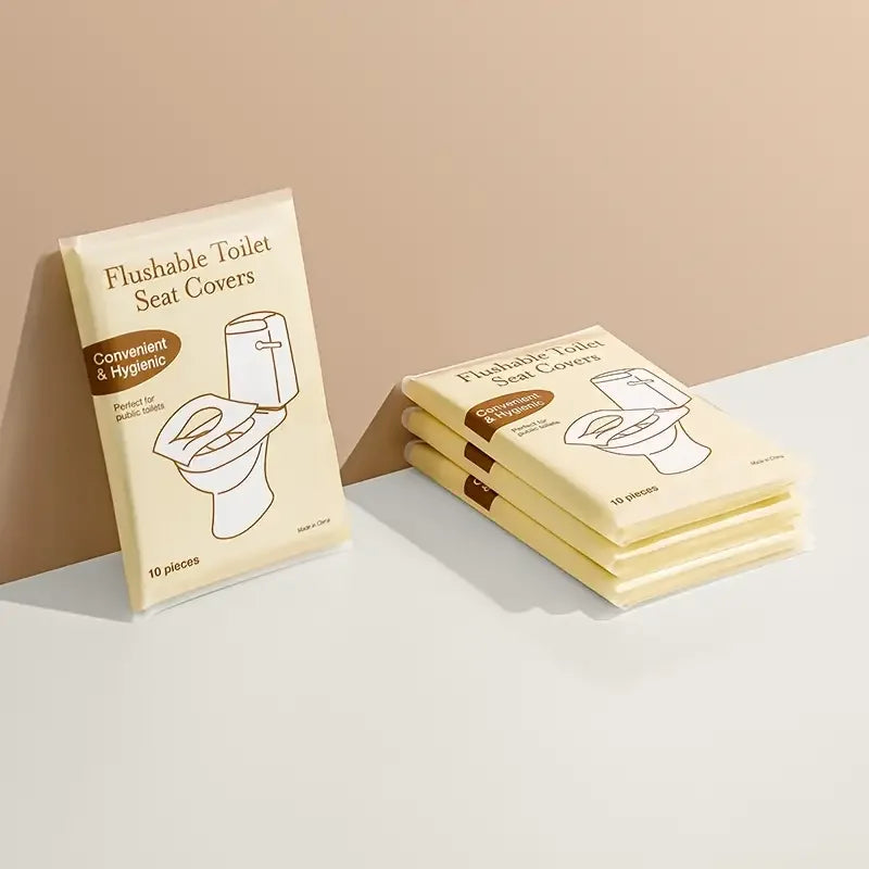 10-Pack Flushable Toilet Seat Covers | Biodegradable Travel Disposable Toilet Cover Axl
