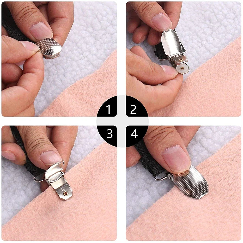 Adjustable Elastic Bed Sheet Straps & Gripper Clips | 17–110 in Bed Sheet Clips Axl