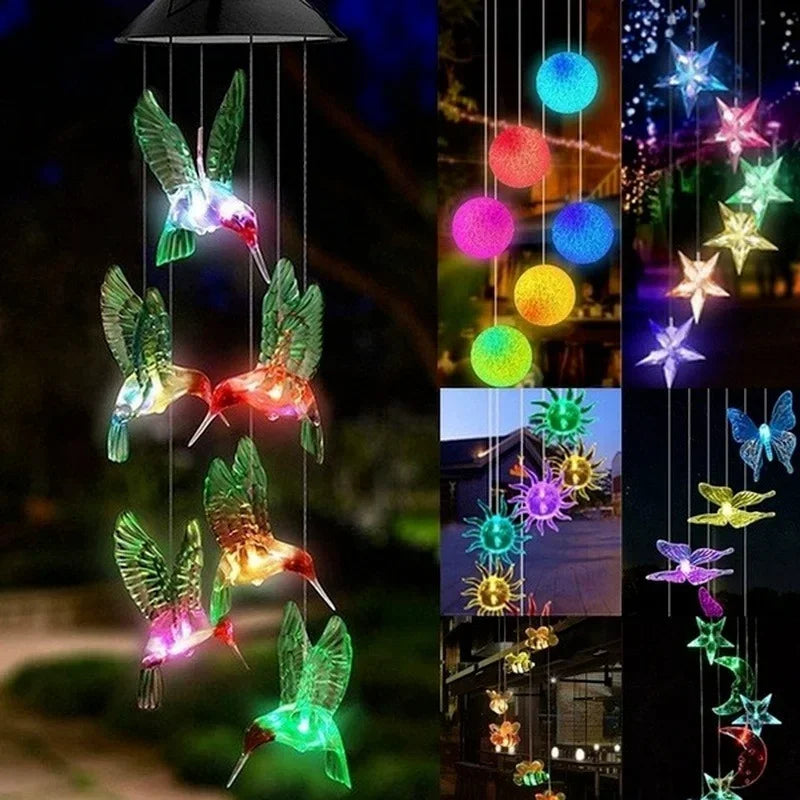 Solar LED Wind Chime Color Changing Crystal Ball Garden Light Solar Garden Light Axl