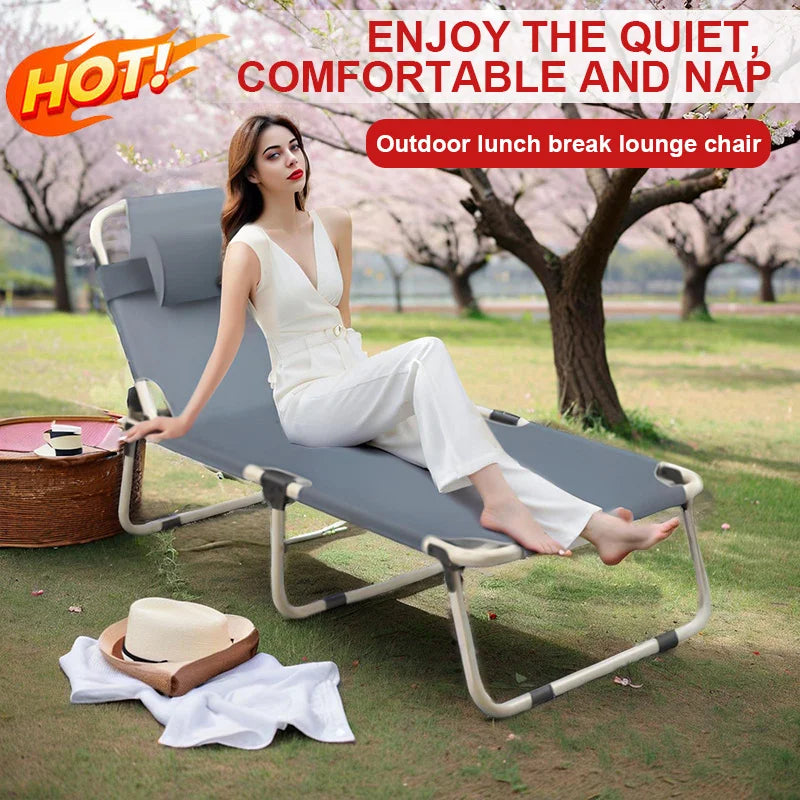 Portable Folding Recliner – Outdoor Sun Lounger with Pillow Outdoor Recliner Chair Axl