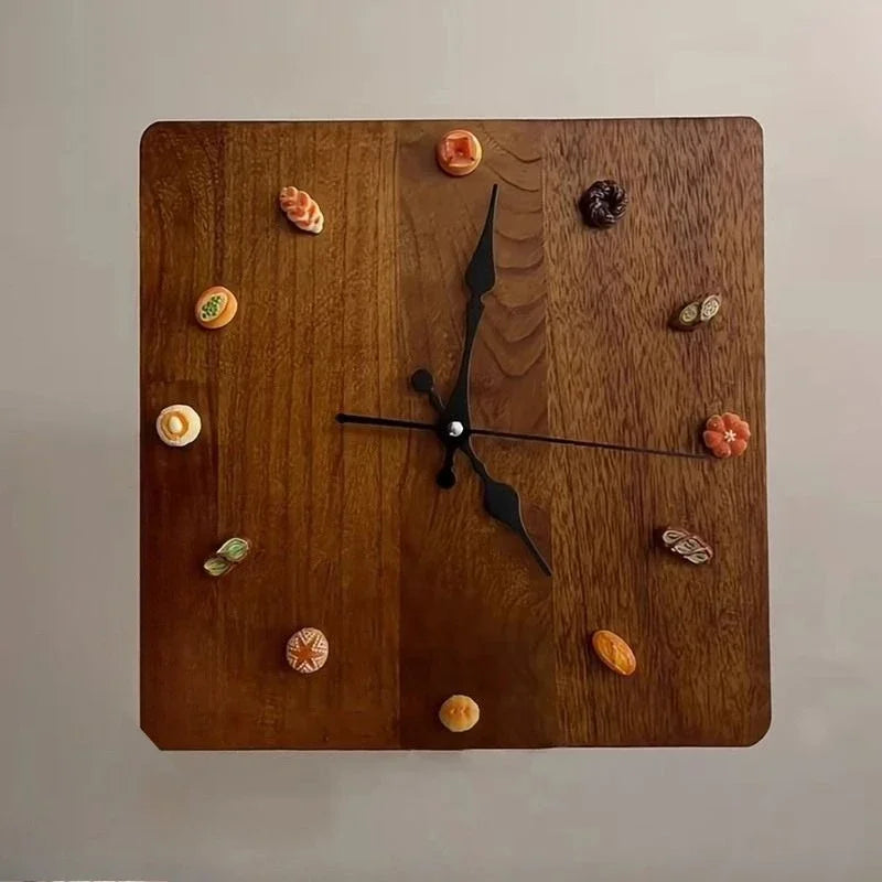 Oeny Handmade Solid Wood Square Silent Wall Clock 30cm Decorative Wall Clock Axl