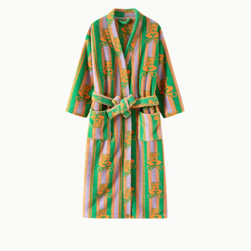 Women's Thick Coral Velvet Robe – Flannel Printed Loungewear Flannel Velvet Robe Axl purple green L