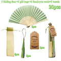 20-Pack Folding Hand Fans with Tassels, Cards & Gift Bags Party Favor Fan Set Axl Green-20pcs