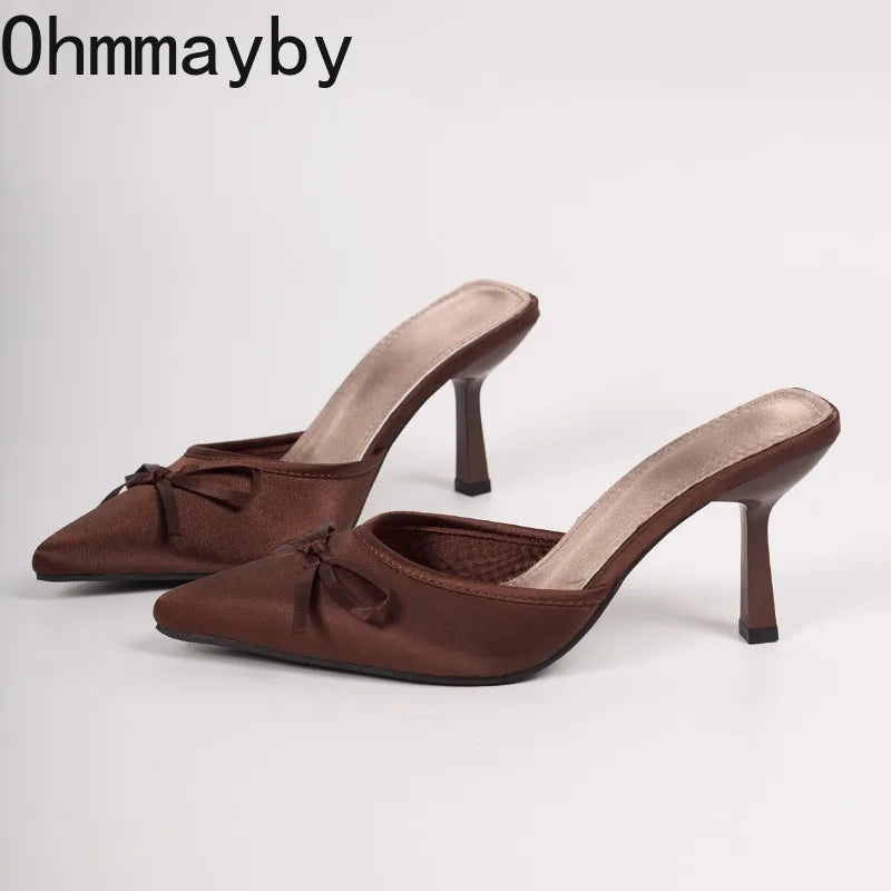 Women's Pointed Toe High Heel Mule Slides – Slip-On Pumps High Heel Mule Slides Axl