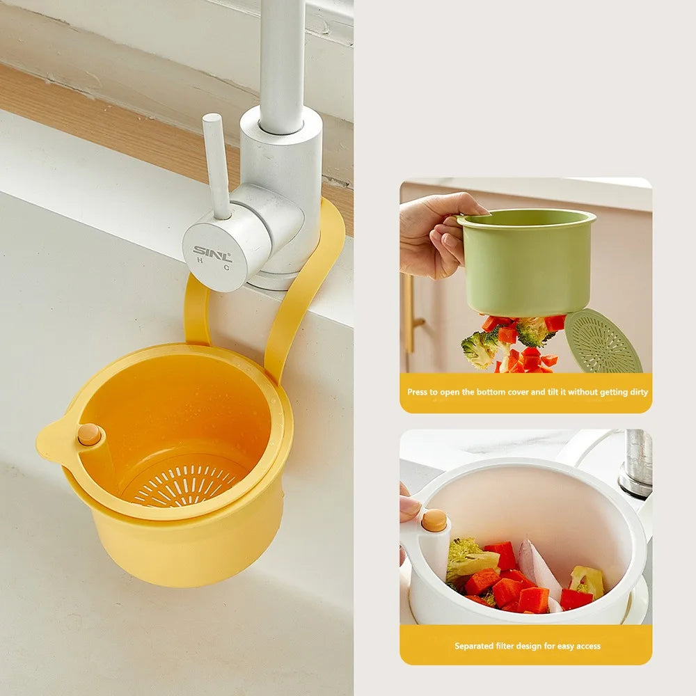 Push-Type Kitchen Sink Filter Basket – Anti-Leak Drain Strainer Sink Filter Basket Axl Yellow