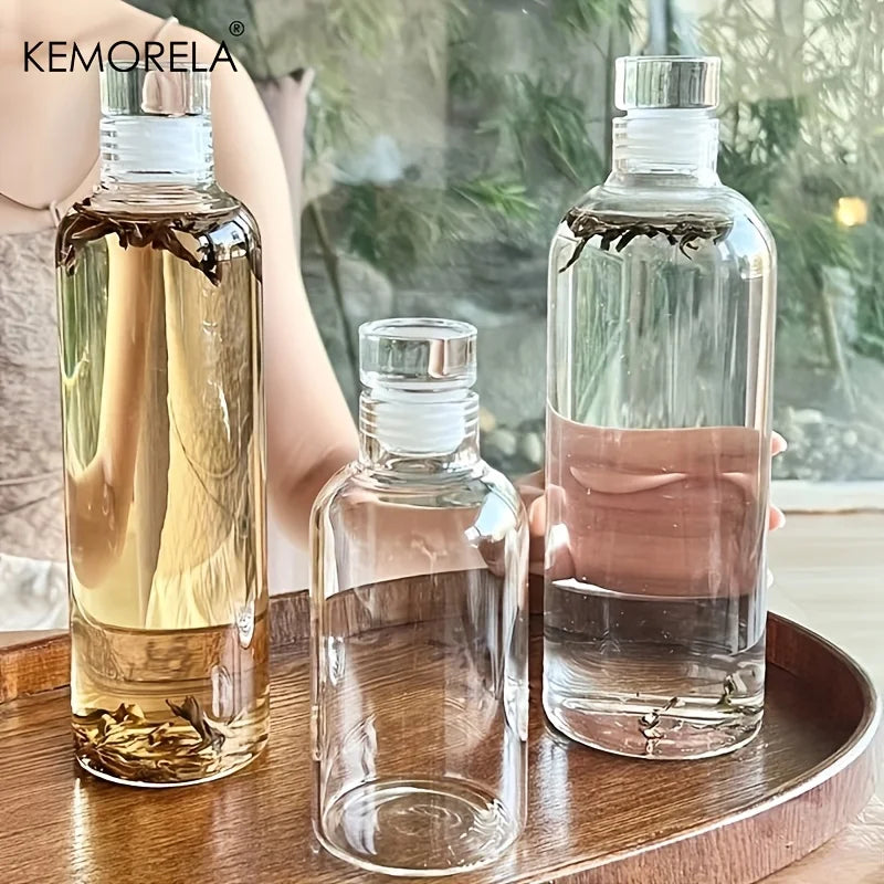 KEMORELA Clear Glass Water Bottle 300/500/750ml Leak-Resistant Glass Water Bottle Axl