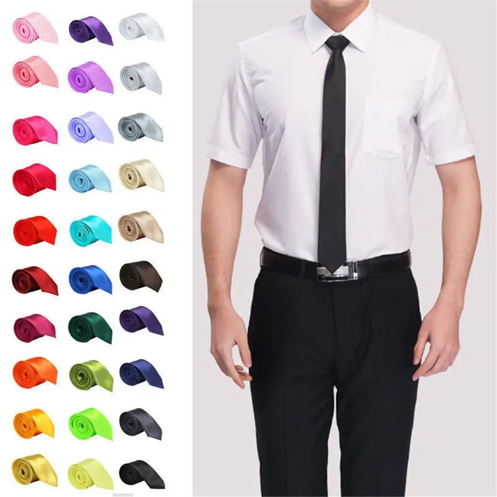Men's Slim Solid Skinny Necktie – Faux Silk Wedding & Party Tie Men's Necktie Axl