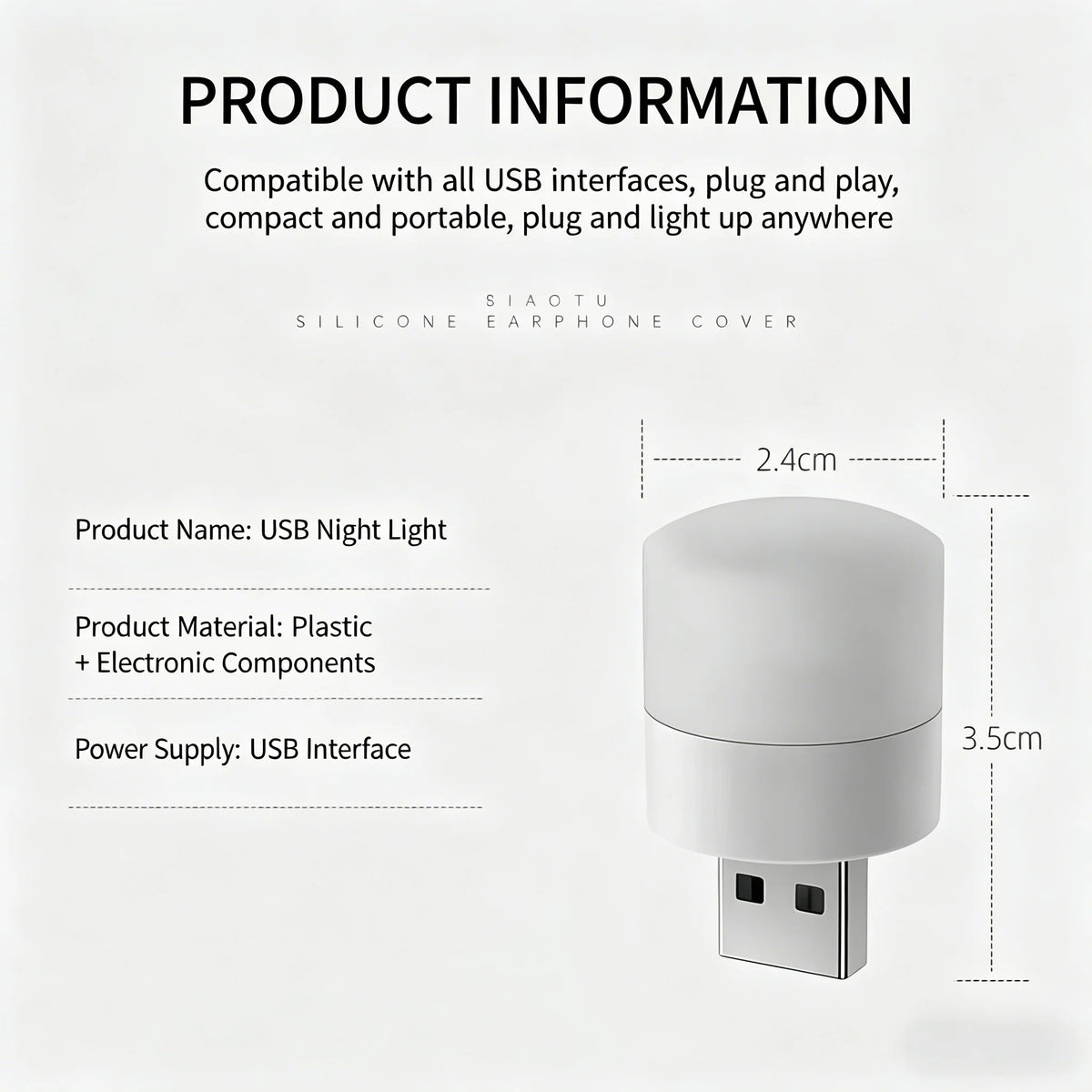 Mini USB LED Night Light – Warm & White Plug-In Lamp 1/3/10 Pack USB Night Light Axl