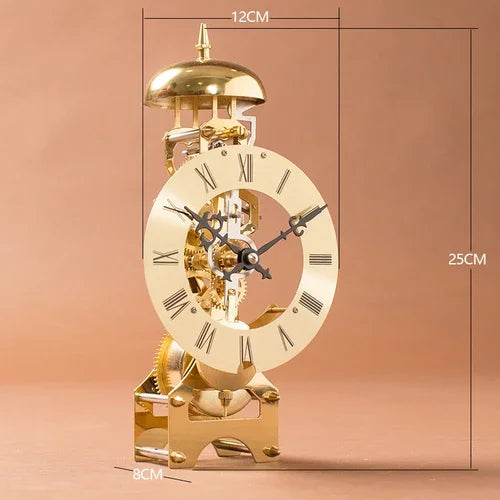 Nordic Antique Mechanical Desk Clock – Gold Metal Gear 8-Inch Mechanical Desk Clock Axl Style 3