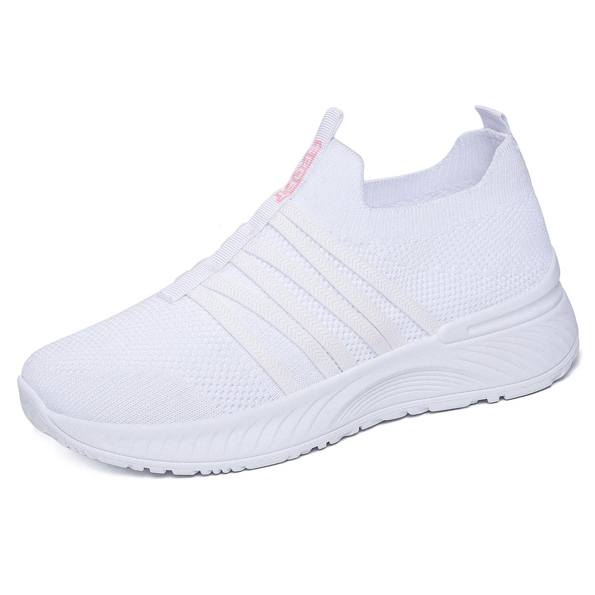 Women's Mesh Knit Striped Slip-On Platform Sneakers Women's Sneakers Axl White 43