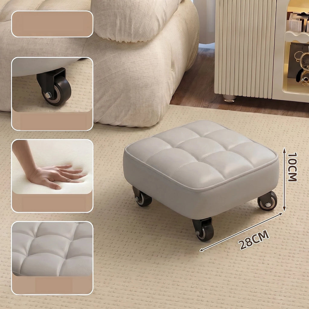 Wheeled Rolling Low Stool – Rotating Cushioned Nail & Pedicure Seat Rolling Stool Axl grayB