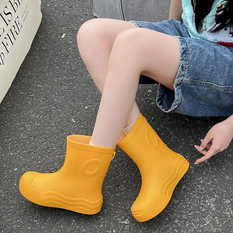 Lorilury Women's Waterproof EVA Ankle Rain Boots Slip-On Ankle Rain Boots Axl