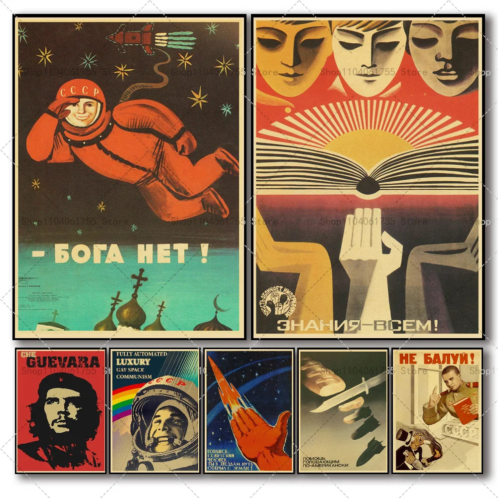 Soviet USSR CCCP Vintage Poster – Self-Adhesive Wall Sticker Art Wall Art Sticker Axl
