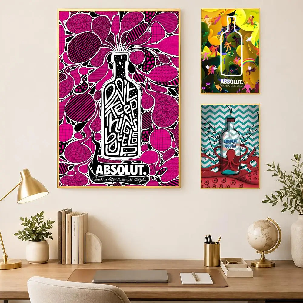 Absolut Vodka Wall Art Poster – Self-Stick HD Waterproof Decor Wall Art Poster Axl