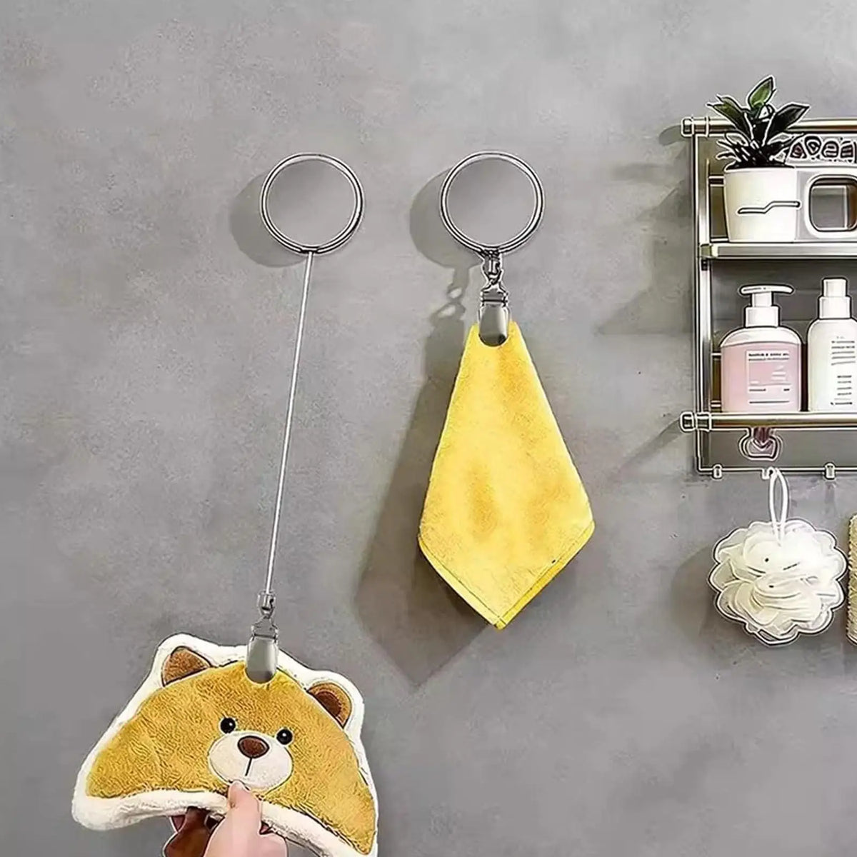 Retractable Wall-Mounted Towel Clip – Auto Spring Hook Retractable Towel Hook Axl