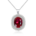 Huitan Red Cubic Zirconia Pendant Necklace | Women's Wedding Pendant Necklace Axl XL1547 41CM 5CM