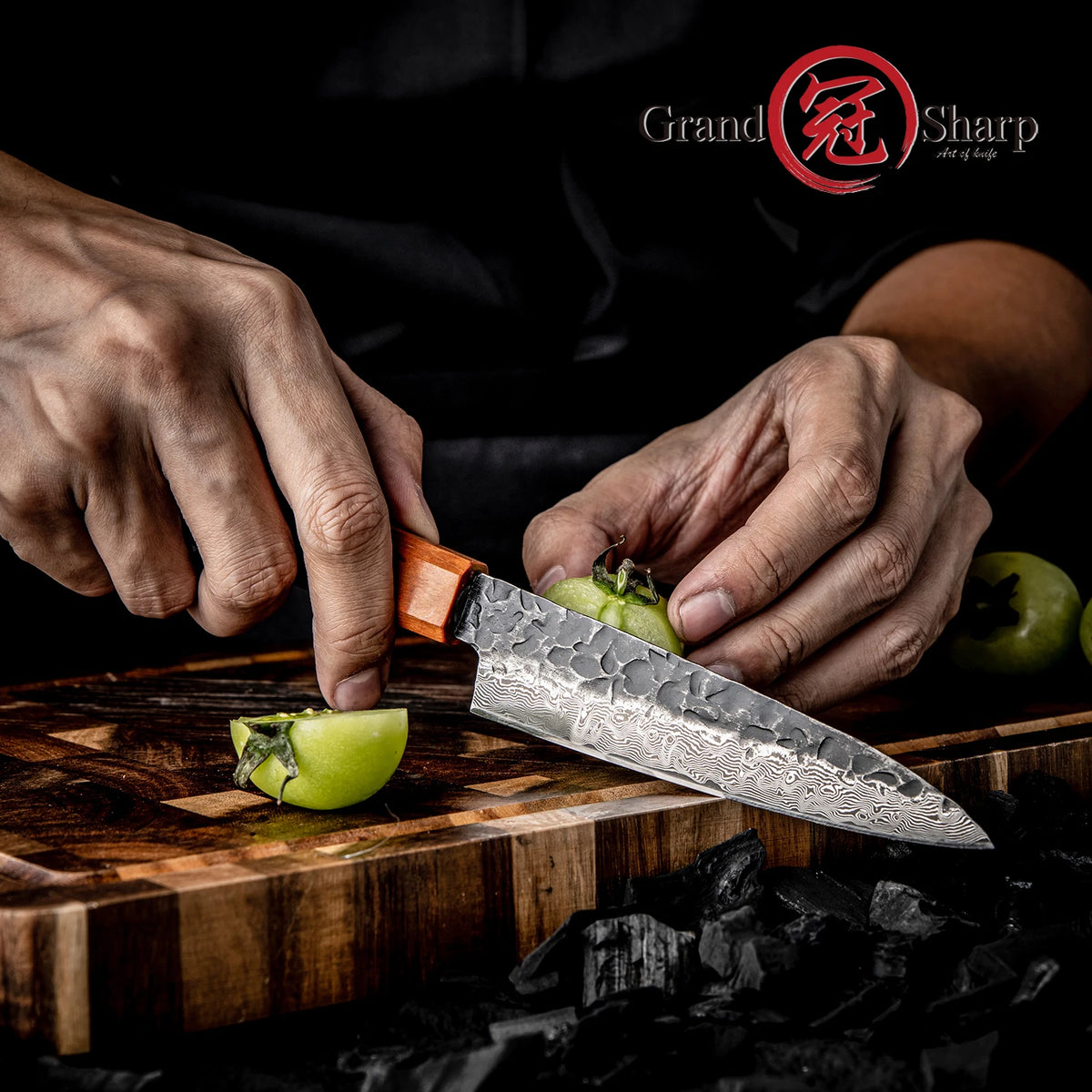 Grandsharp 4.7" 67-Layer Damascus Utility Knife – Ebony Handle Damascus Utility Knife Axl