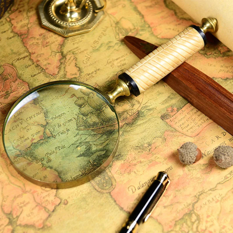 Retro Brass Horn Magnifying Glass – Vintage Desk Ornament Decorative Magnifying Glass Axl 6