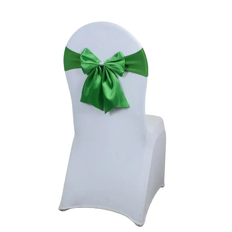 Satin Chair Bow Sash with Rhinestone – Wedding & Party Décor Chair Bow Sash Axl Q