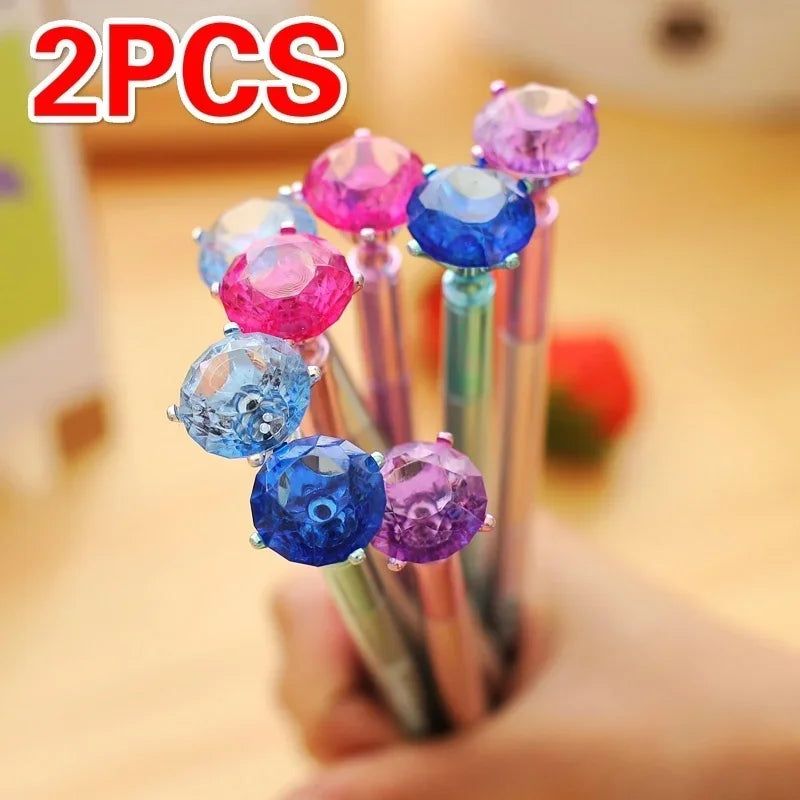 Kawaii Crystal Ballpoint Pens – Korean Style 2-Pack, 0.5mm Ballpoint Pen Set Axl 2pcs-random