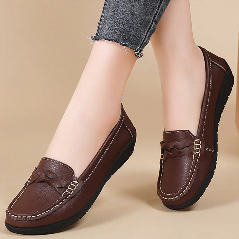 HAJINK Women's Slip-On Loafers – Elegant Woven Flat Shoes Women's Flat Loafers Axl