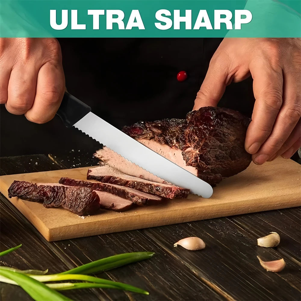 Serrated Steak Knife Set 1/4/8 Pcs – Sharp Steel Dinner Knives Steak Knife Set Axl