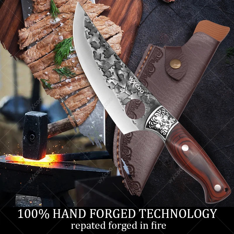 WXCOO Forged Boning & Cleaver Chef Knife | High Carbon Steel Forged Chef Knife Axl